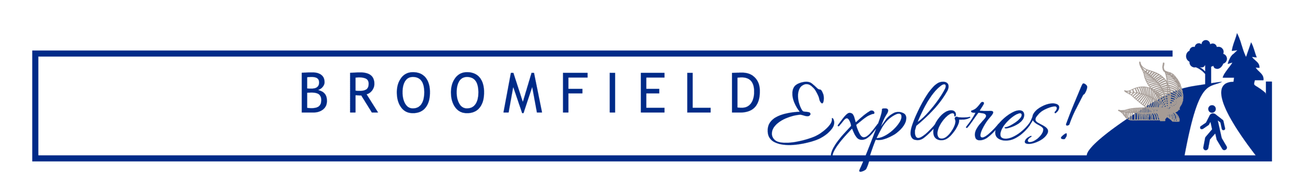 Banner reading "Broomfield Explores" with an icon of a person on a trail