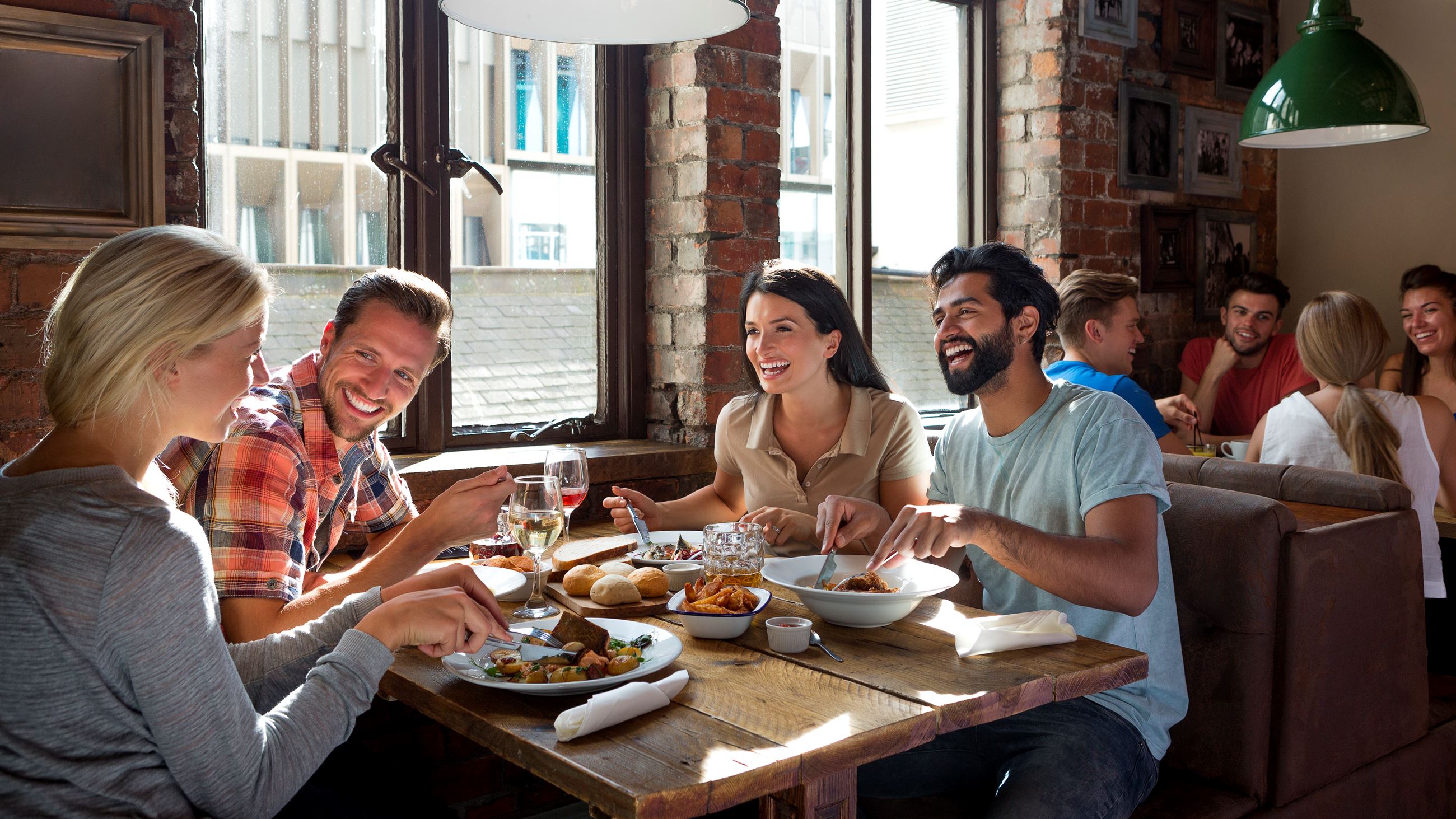 People eating at a restaurant