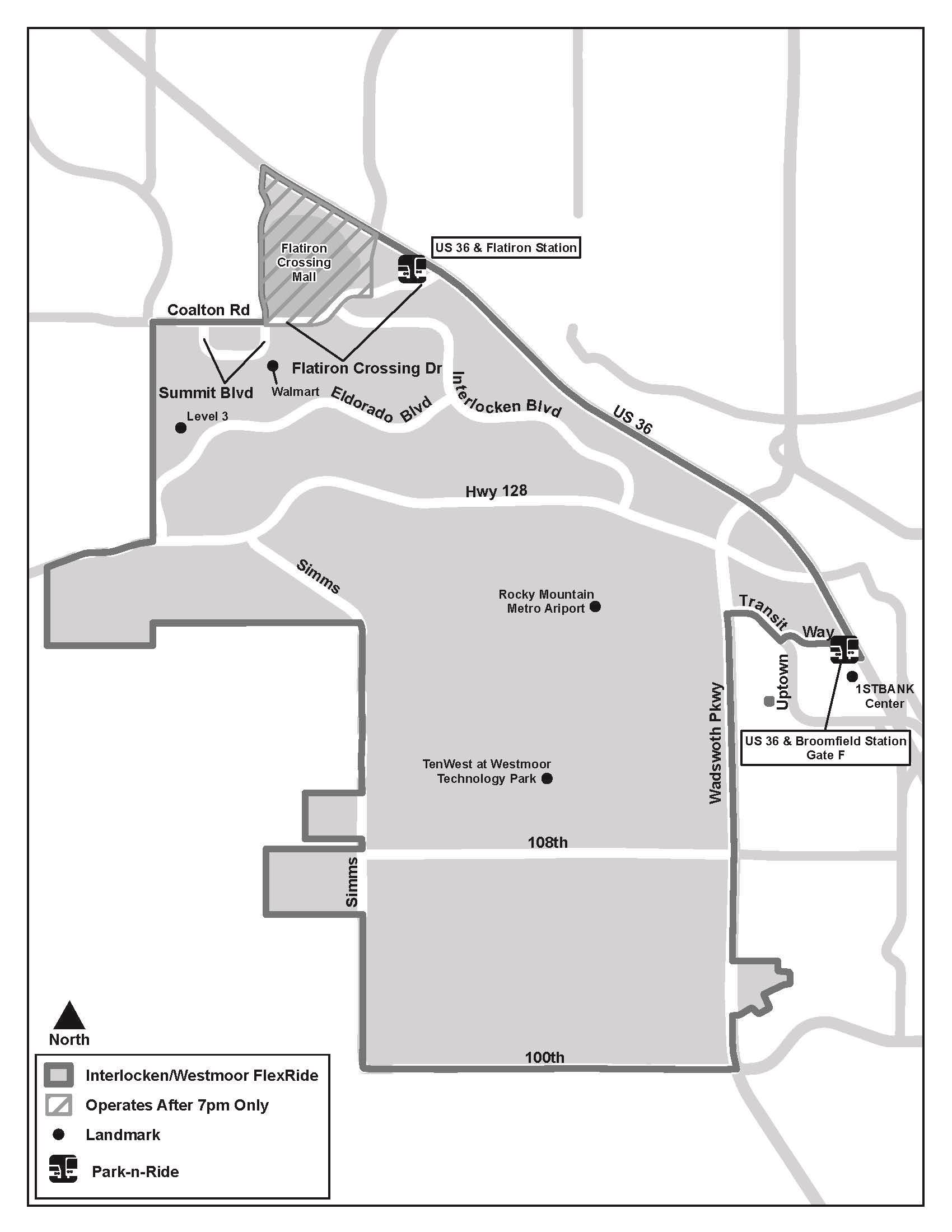 Interlocken-Westmoor FlexRide Map