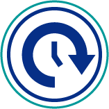 Budget icon featuring an arrow clock