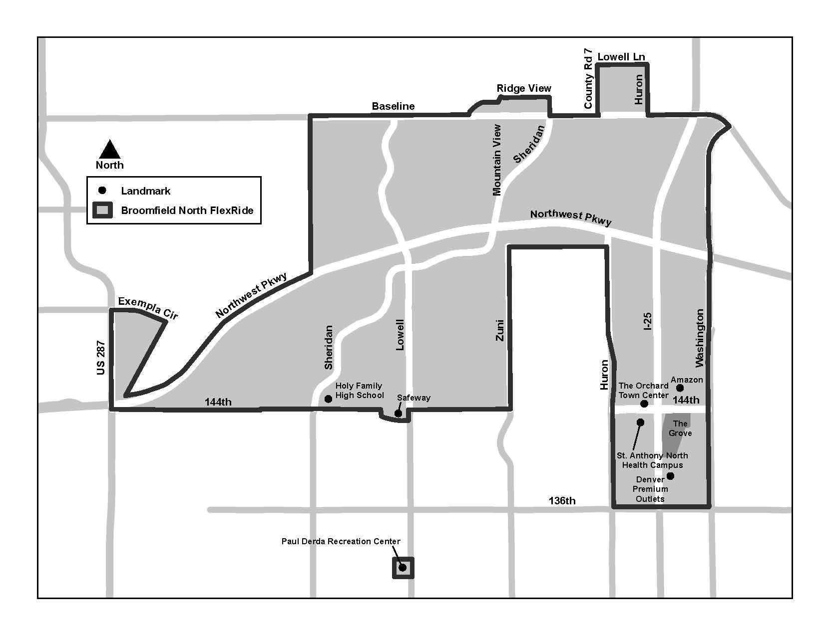 broomfield north FlexRide map 2024