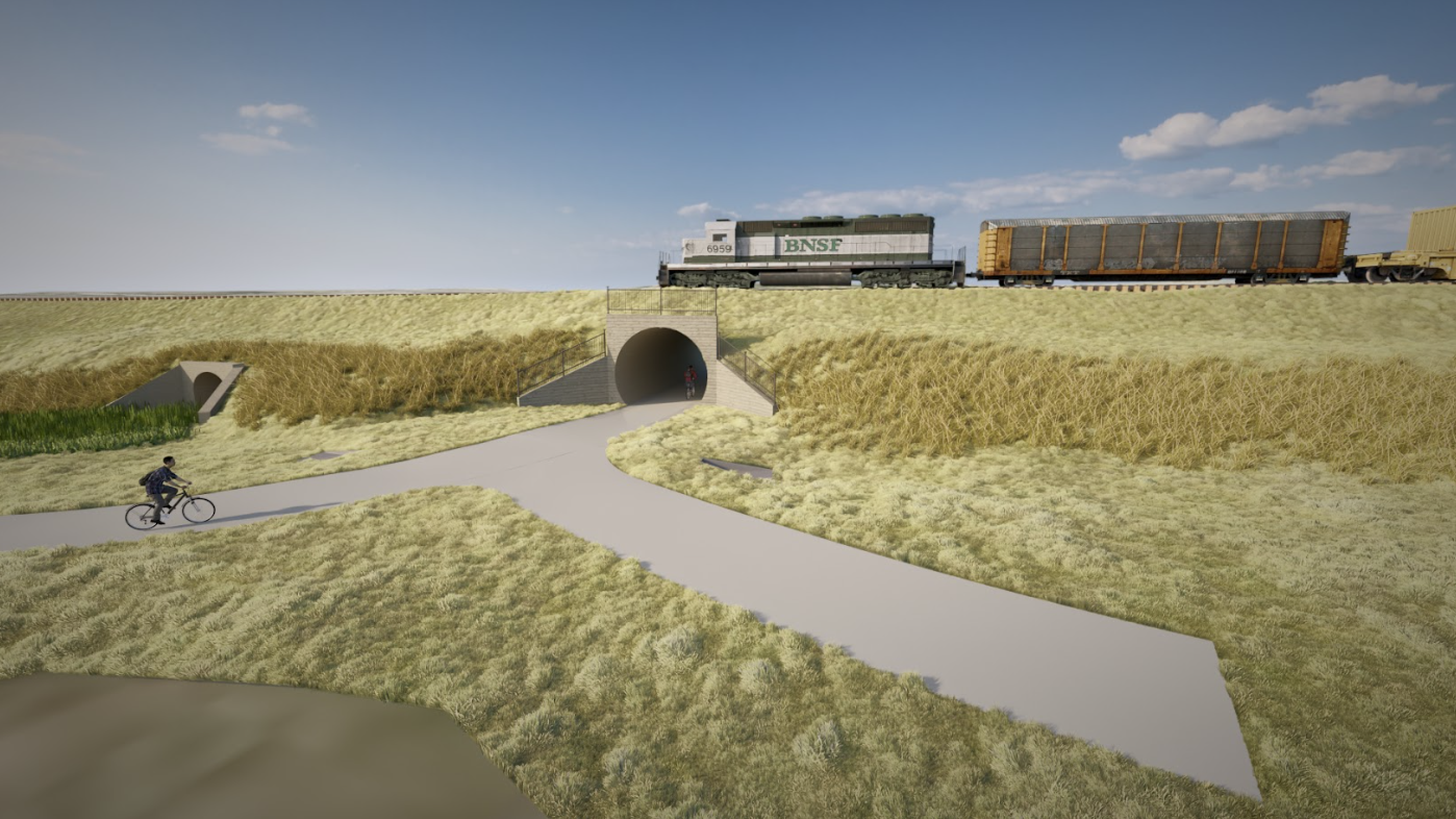 Above rendering shows the proposed underpass (facing west)